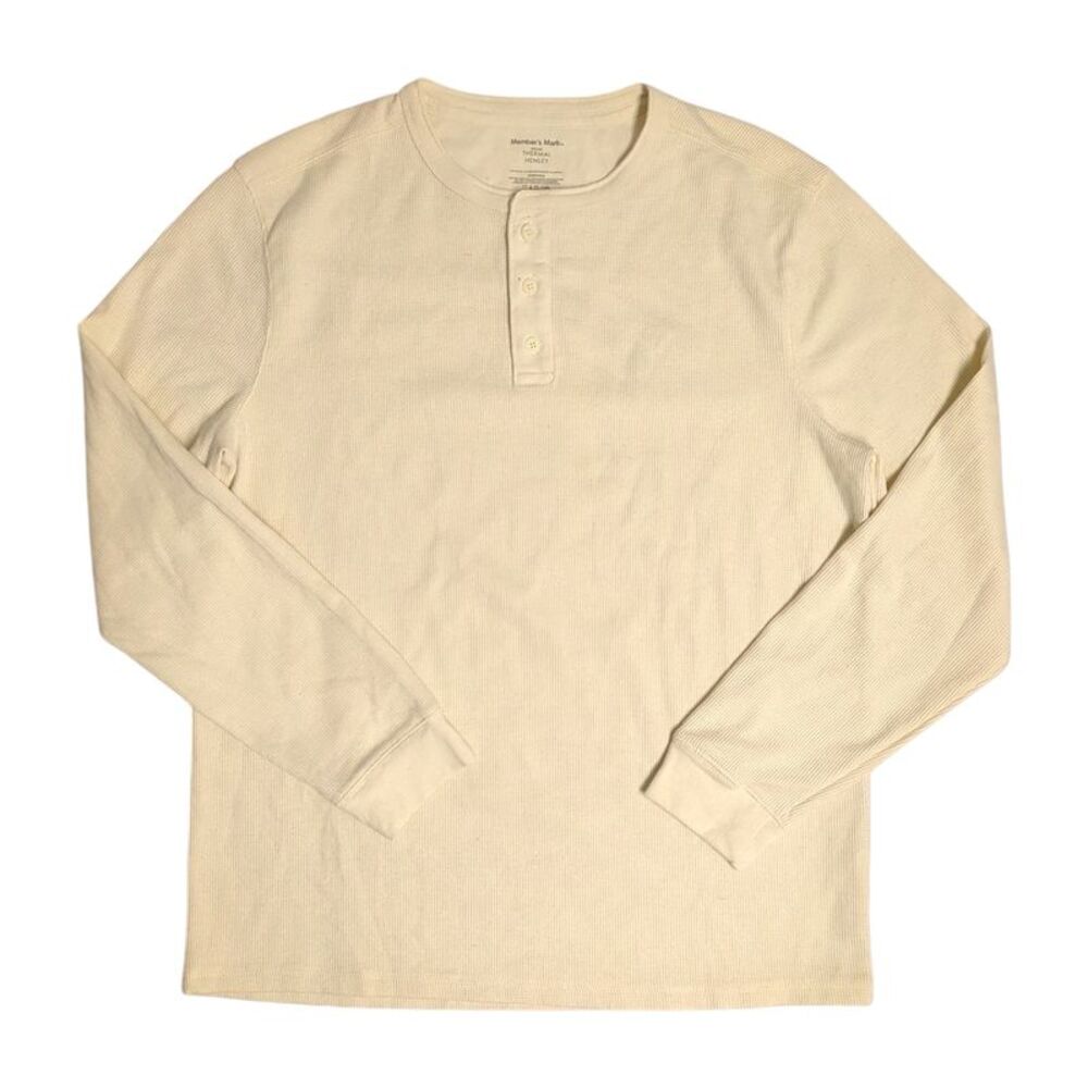 Member's Mark Men's Classic Fit Soft Waffle Knit Thermal Henley - Cream